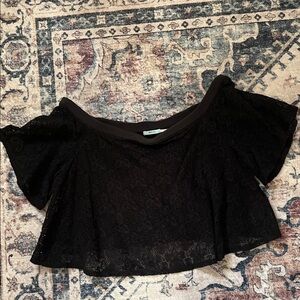 Kimchi Blue Black Lace Off-Shoulder Crop Top